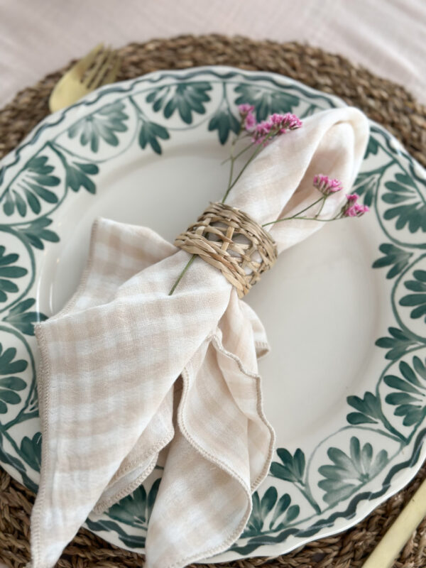 Serviette de table vichy - beige – Image 2