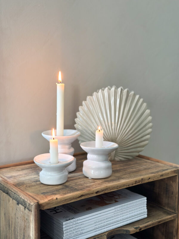 Bougeoir en céramique blanc - set de 3