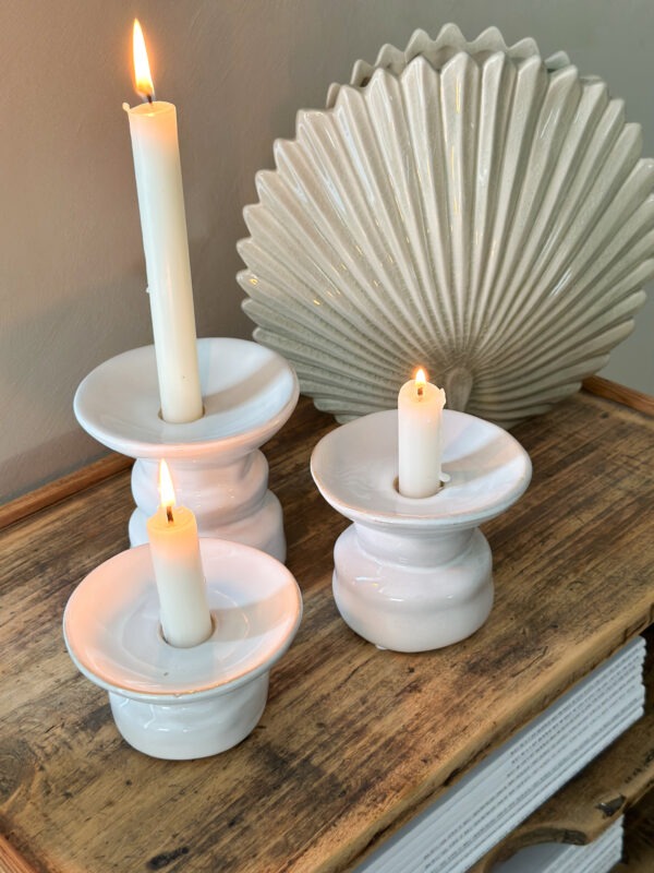 Bougeoir en céramique blanc - set de 3 – Image 3