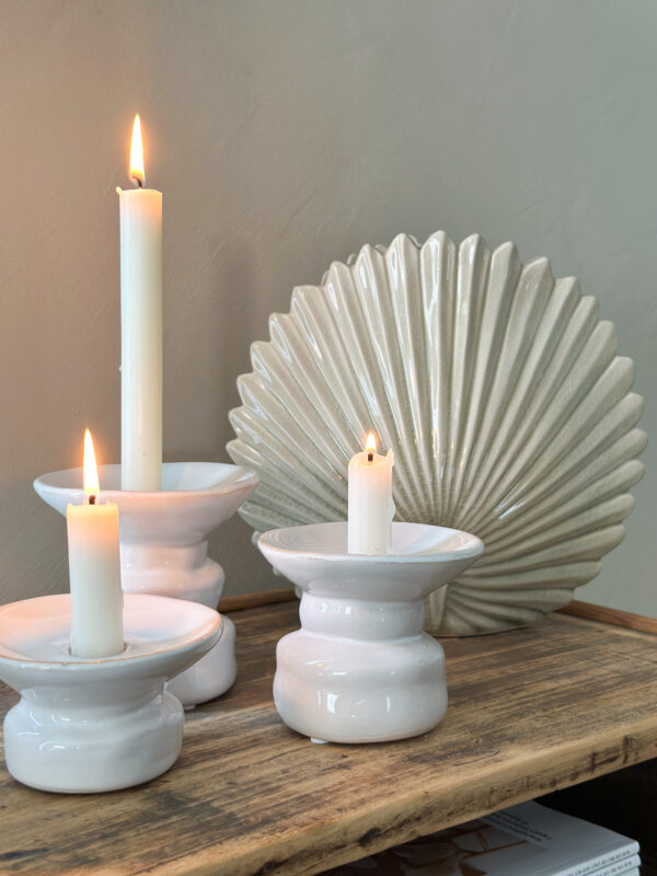 Bougeoir en céramique blanc - set de 3 – Image 2