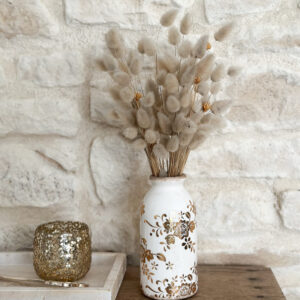 Vase fleuri en grès