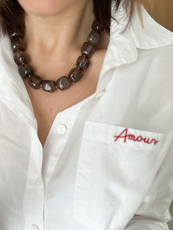 Collier perles - brun – Image 3