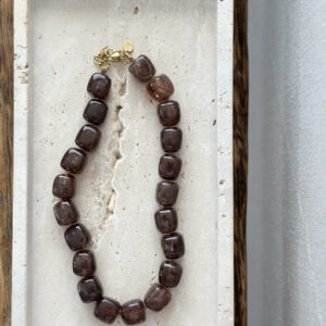 Collier perles - brun