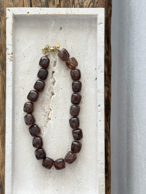 Collier perles - brun