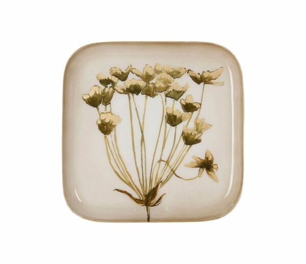 Plateau fleur - kaki et doré – Image 3