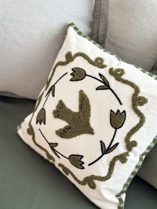 Coussin colombe kaki