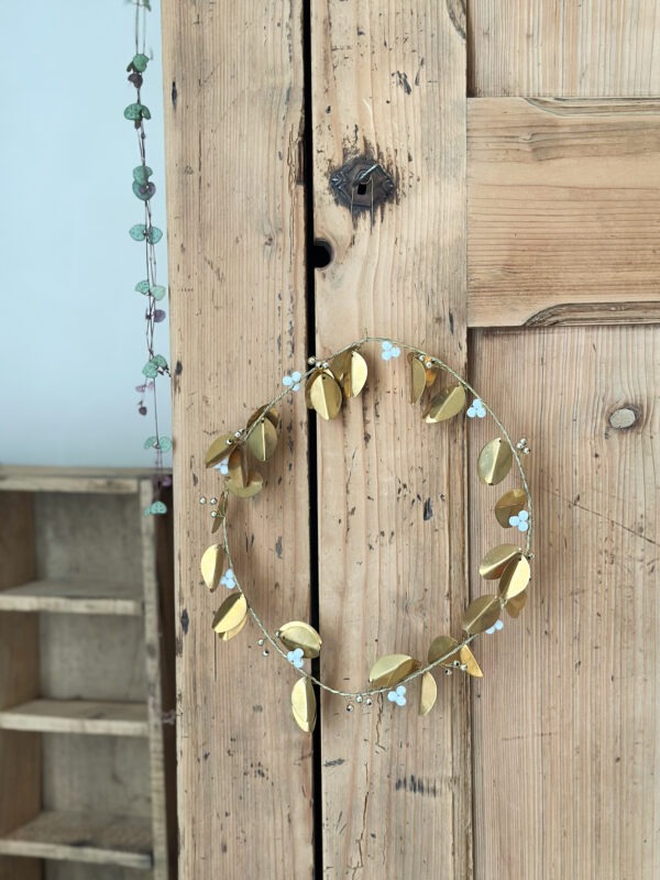 Couronne feuille or & perle