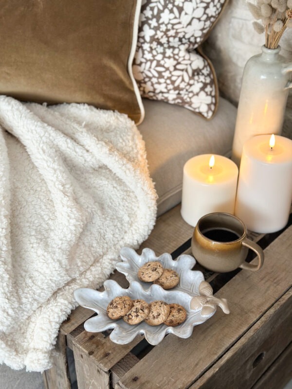 Plat d’automne feuille - blanc