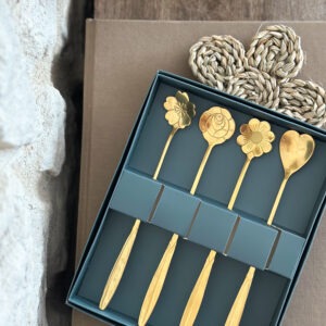 Cuillères dorées longue fleur - set de 4