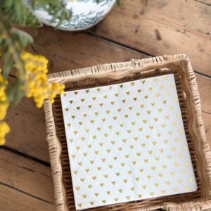 Serviette en papier - cœurs doré