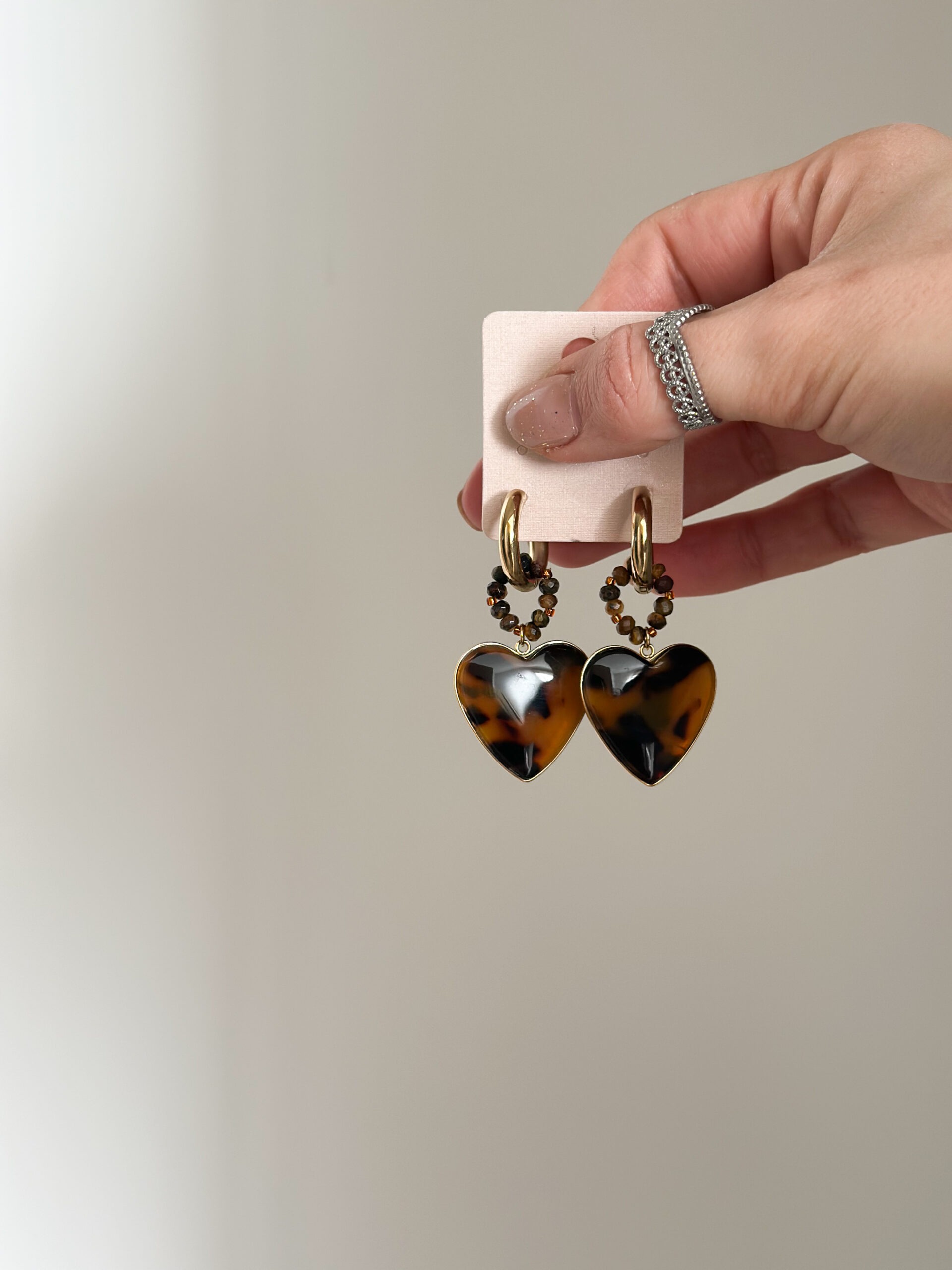 Créoles - anneau & coeur léopard – Image 2