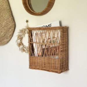 Panier mural/porte-magazine rotin
