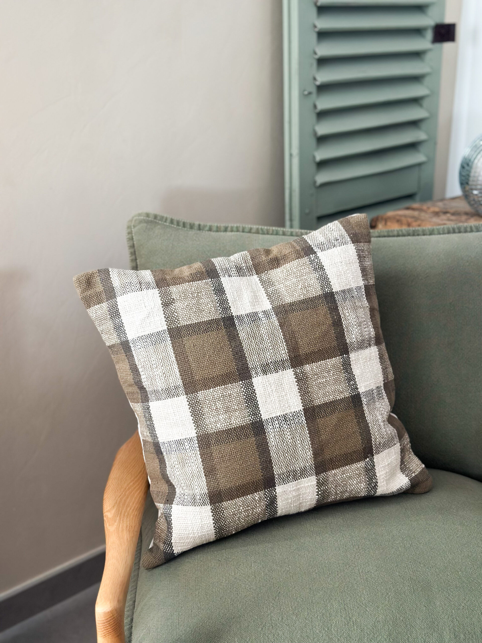Housse de coussin - vert / ivoire