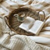 Plateau rond en rotin - vintage