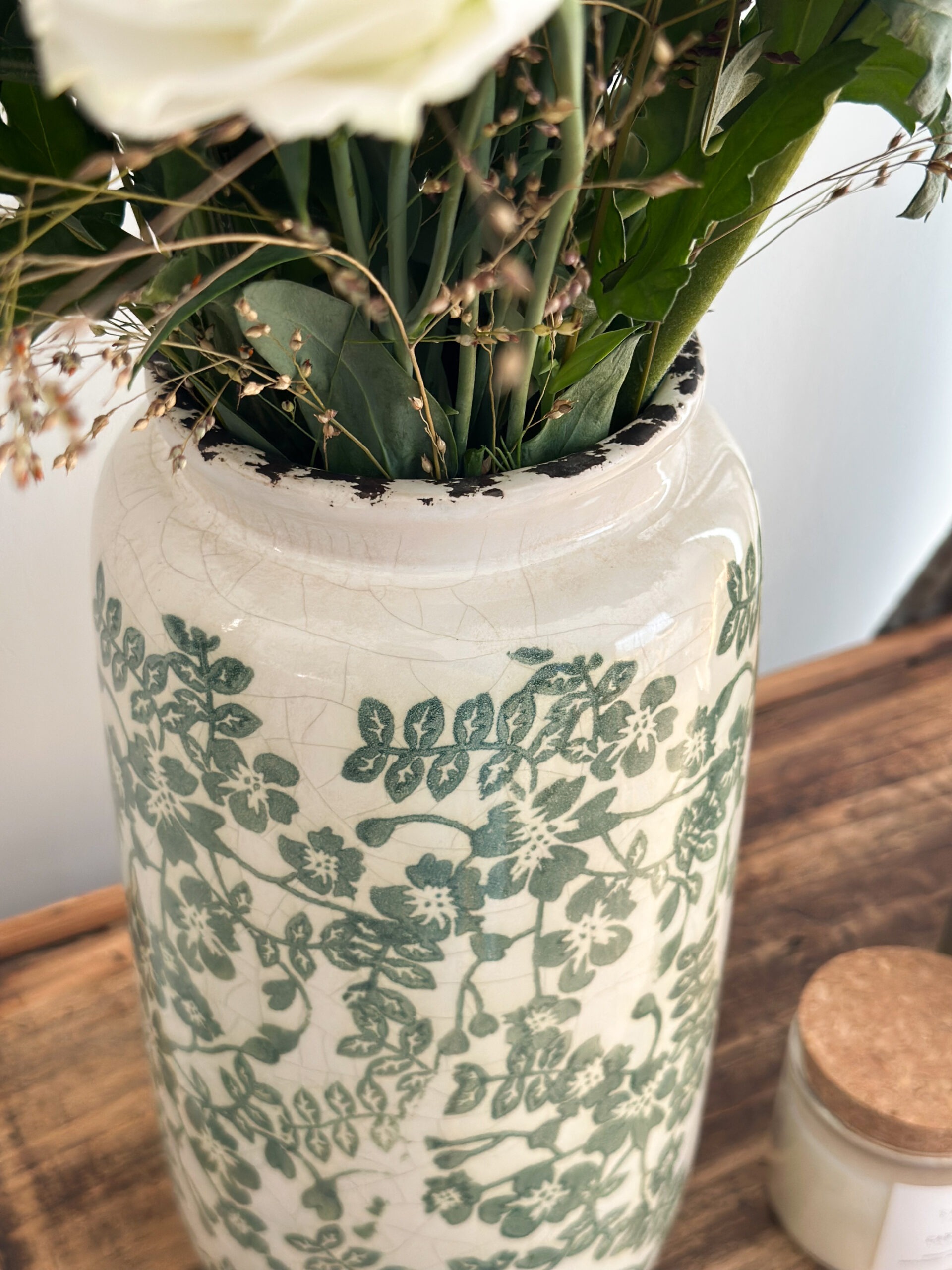 Vase cottage - fleuri vert – Image 3
