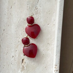 Boucle coeur résine - bordeaux