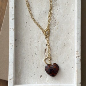 Collier chaîne & coeur léopard