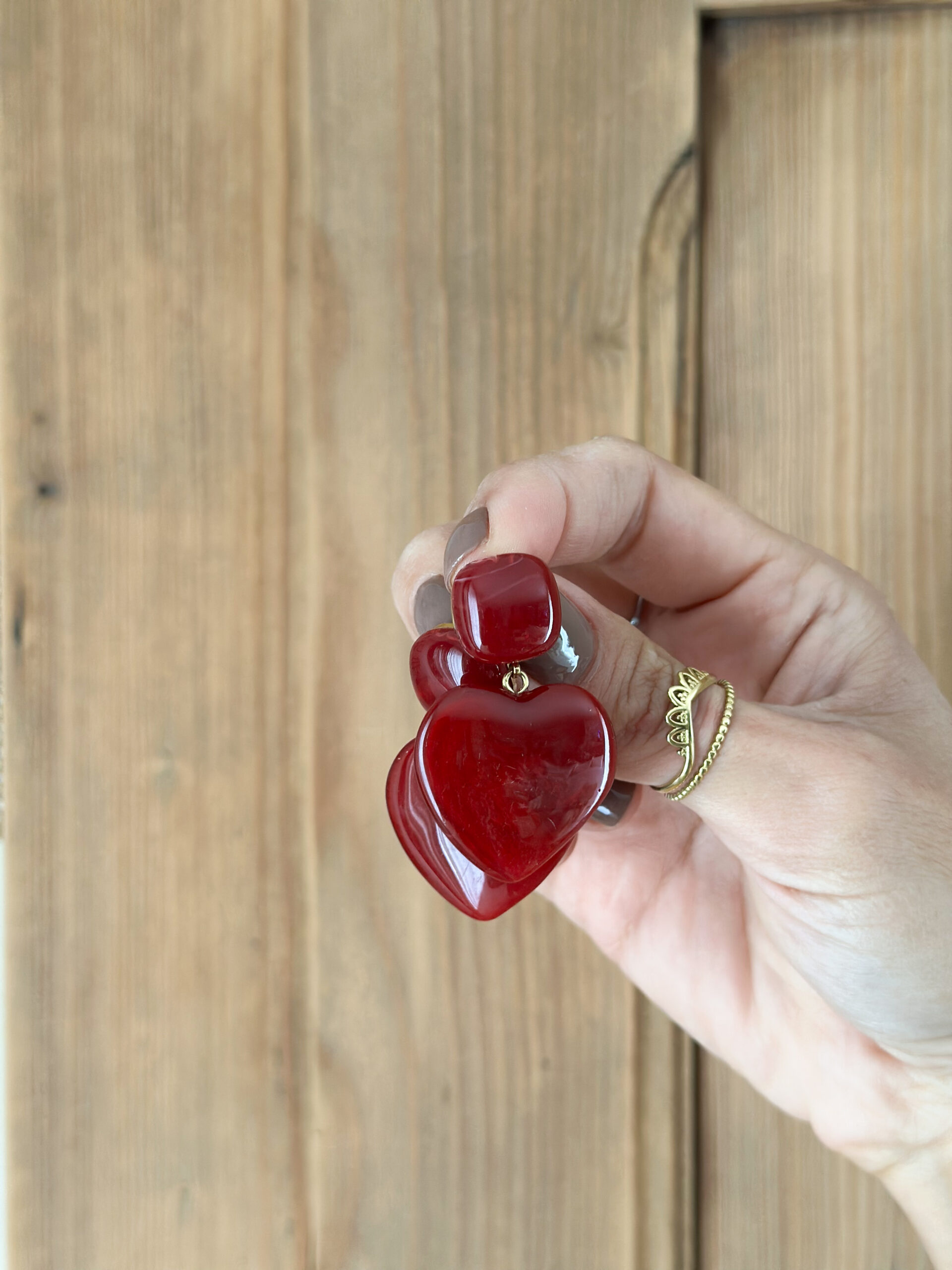 Boucle coeur résine - bordeaux – Image 3